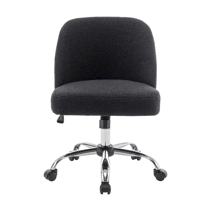 Porthos Home Peli Sherpa Fabric Armless Office Chair with Steel Roller Casters
