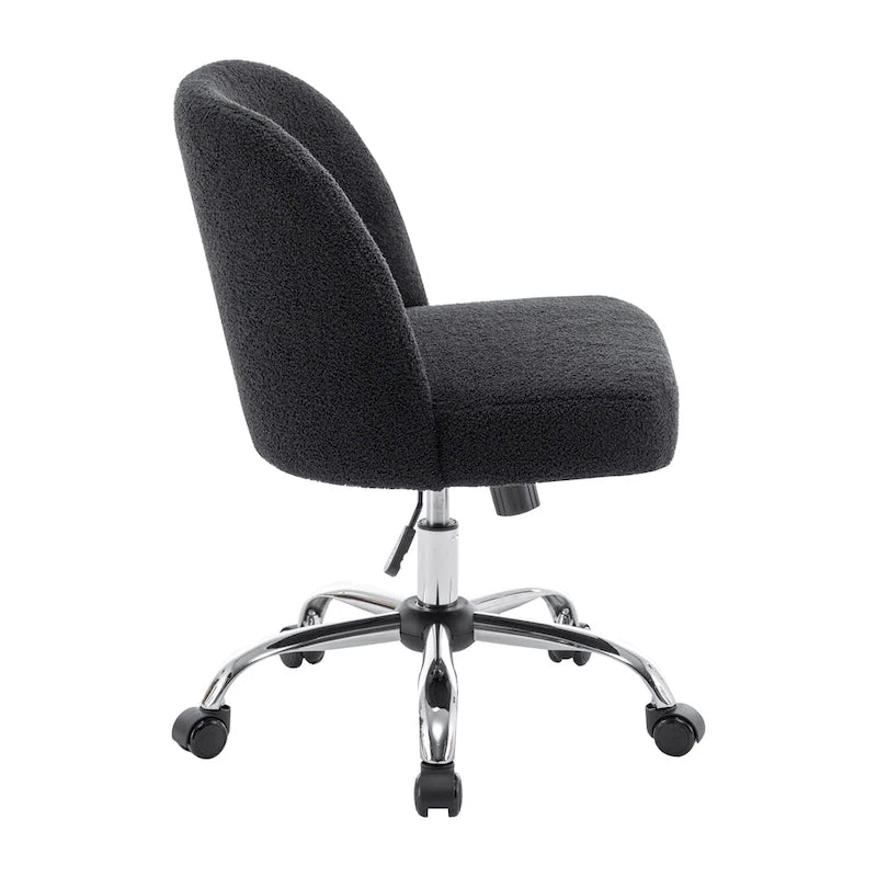 Porthos Home Peli Sherpa Fabric Armless Office Chair with Steel Roller Casters