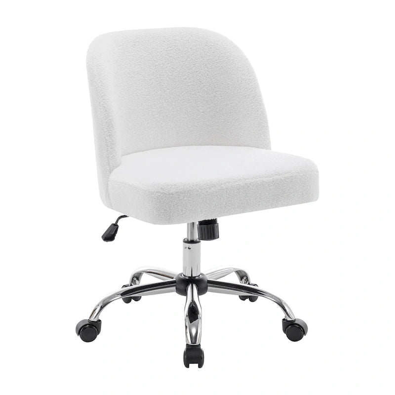 Porthos Home Peli Sherpa Fabric Armless Office Chair with Steel Roller Casters