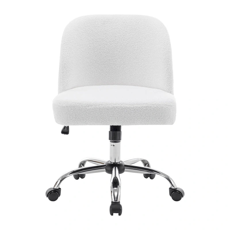 Porthos Home Peli Sherpa Fabric Armless Office Chair with Steel Roller Casters