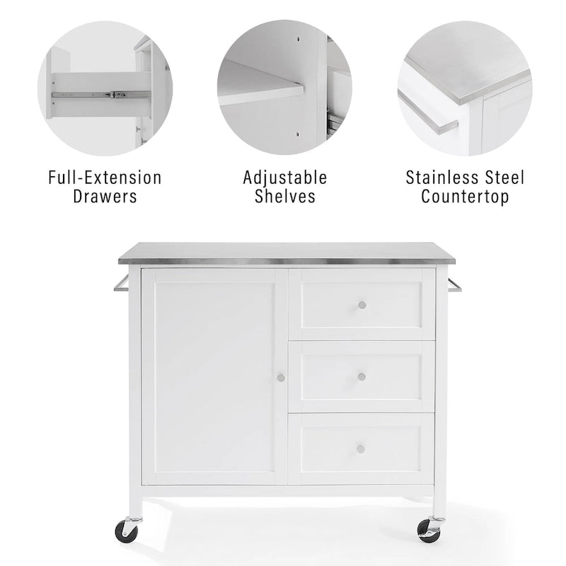 Soren Stainless Steel Top Kitchen Island/Cart - 18.13d x 42.13w x 37.5h