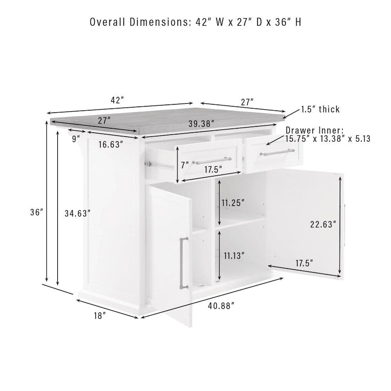 Bartlett Wood Top Kitchen Island - 27d x 42w x 36h