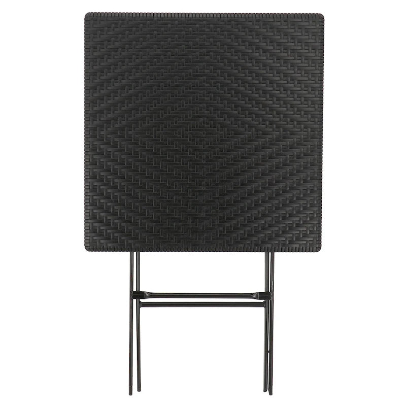 Plastic Rattan Folding Square Table in Black