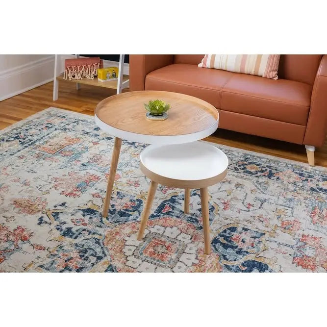 2-Piece Nestable End Tables for Living Room, Bedroom and Small Spaces