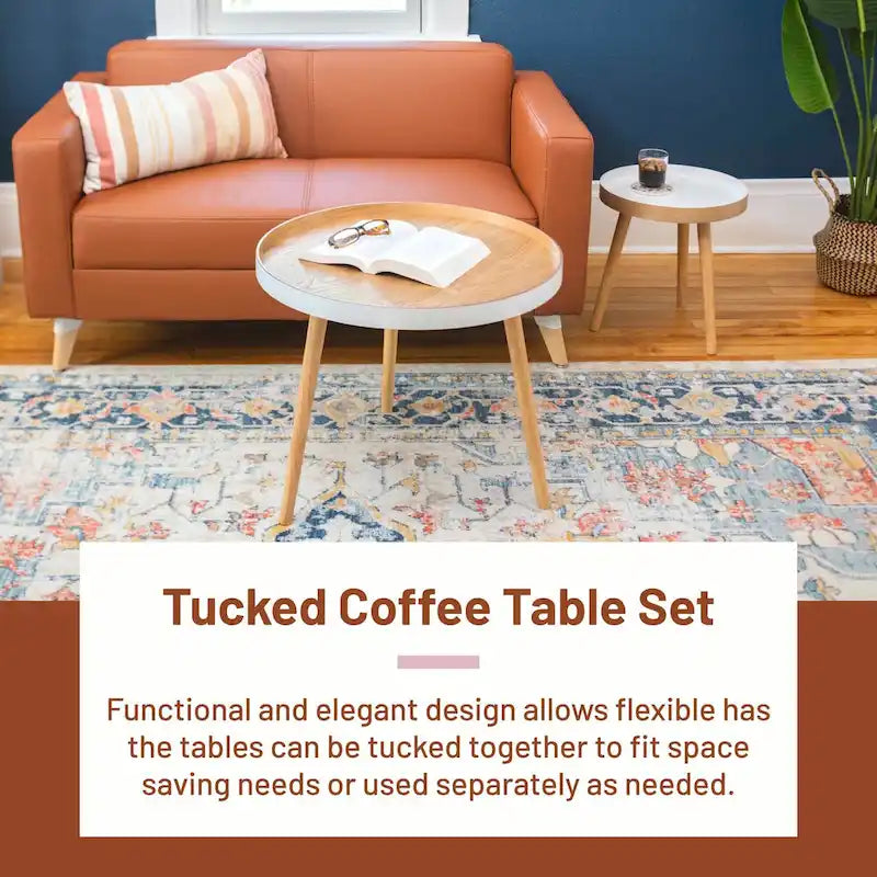 2-Piece Nestable End Tables for Living Room, Bedroom and Small Spaces