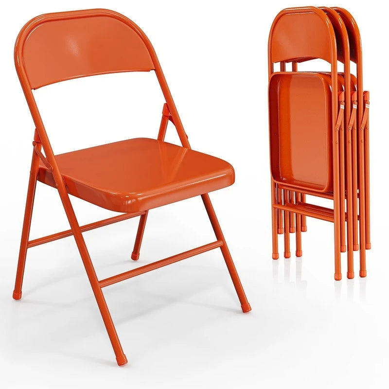 4PC Portable Stackable Stainless Steel Folding Chairs Capacity 350 LBS