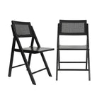 Folding Armless Cane Rattan Chairs with Breathable Woven Backrests - 2 Pack