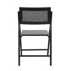 Folding Armless Cane Rattan Chairs with Breathable Woven Backrests - 2 Pack