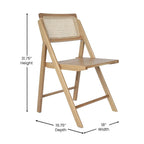 Folding Armless Cane Rattan Chairs with Breathable Woven Backrests - 2 Pack