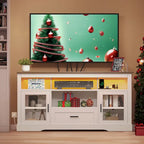 Moasis LED Farmhouse TV Stand for TV up to 65 Highboy Entertainment Center with Acrylic Doors
