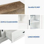 Moasis LED Farmhouse TV Stand for TV up to 65 Highboy Entertainment Center with Acrylic Doors