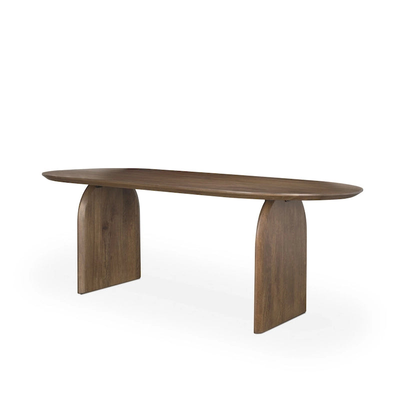 Isla Oval Dining Table w/Dark Brown Wood Top & Arched Legs - 86.5L x 39.0W x 30.0H