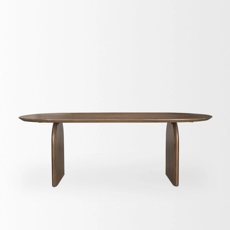 Isla Oval Dining Table w/Dark Brown Wood Top & Arched Legs - 86.5L x 39.0W x 30.0H