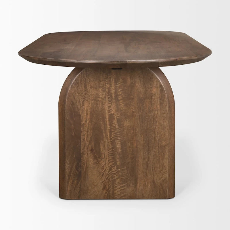 Isla Oval Dining Table w/Dark Brown Wood Top & Arched Legs - 86.5L x 39.0W x 30.0H