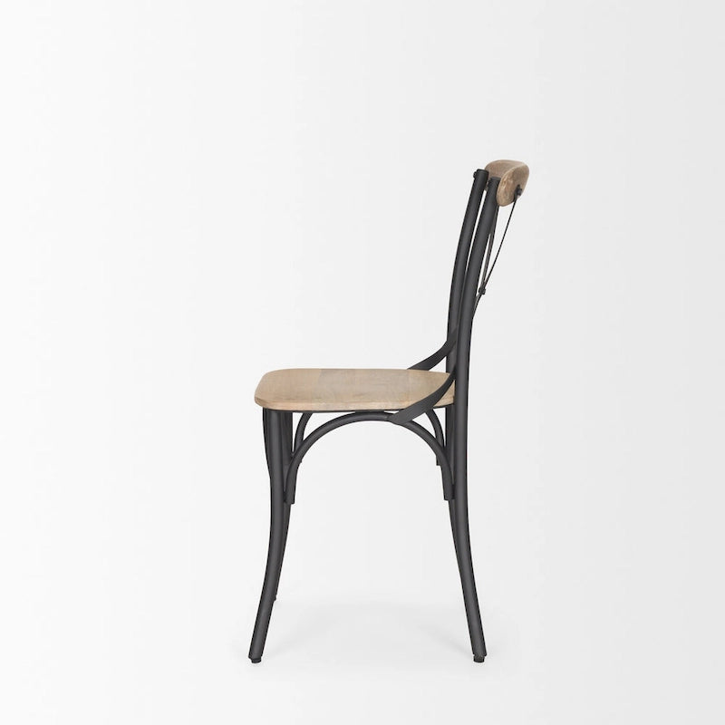 Etienne Light Brown Wood w/ Iron Metal Dining Chair (Set of 2) - 20.0L x 18.0W x .5.5H