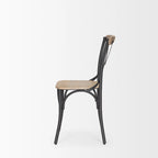 Etienne Light Brown Wood w/ Iron Metal Dining Chair (Set of 2) - 20.0L x 18.0W x .5.5H