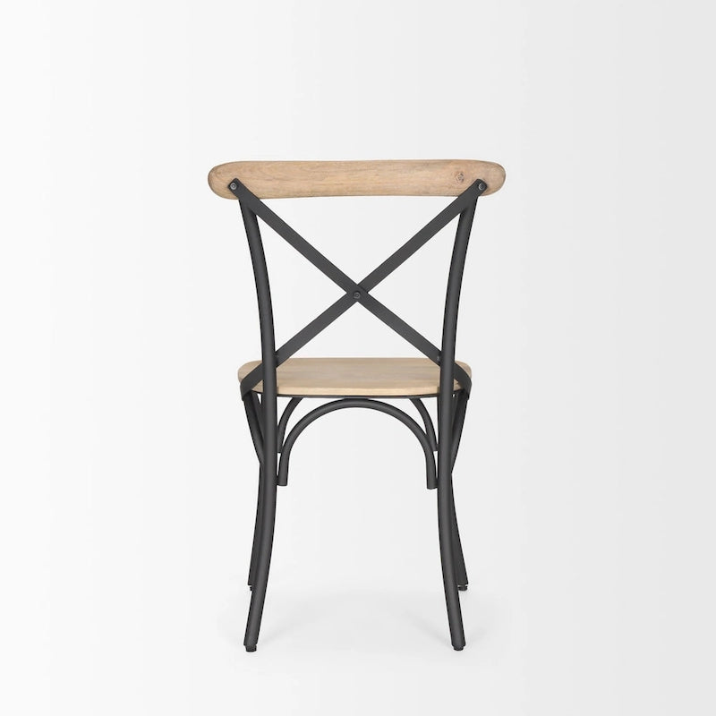 Etienne Light Brown Wood w/ Iron Metal Dining Chair (Set of 2) - 20.0L x 18.0W x .5.5H