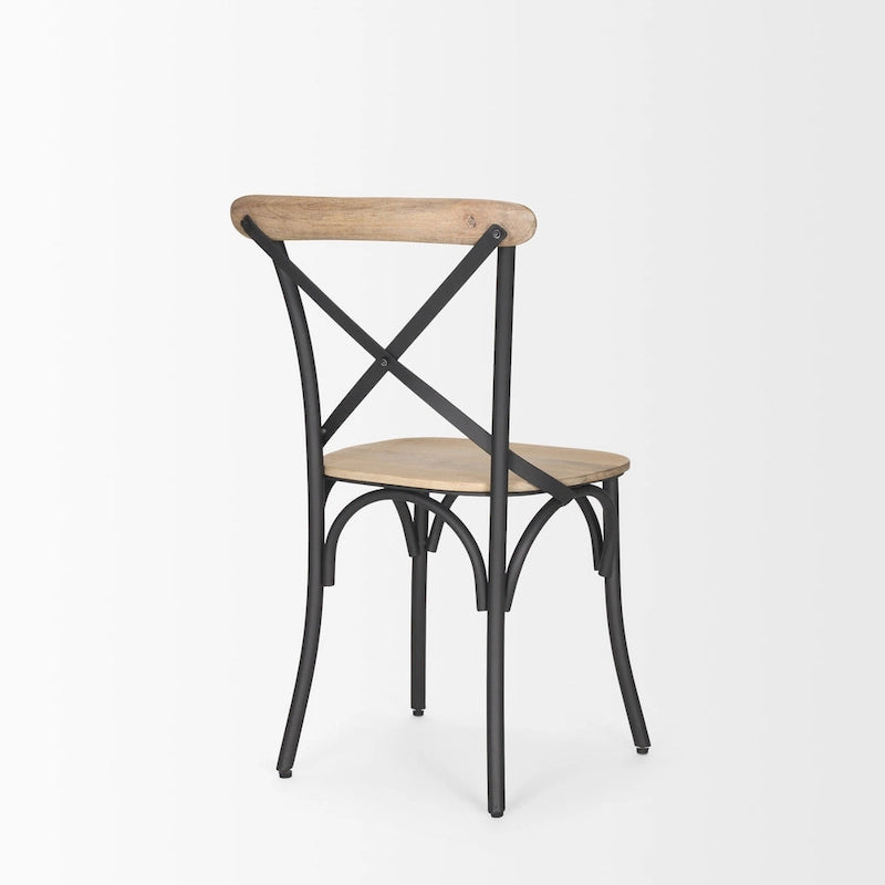 Etienne Light Brown Wood w/ Iron Metal Dining Chair (Set of 2) - 20.0L x 18.0W x .5.5H