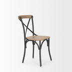 Etienne Light Brown Wood w/ Iron Metal Dining Chair (Set of 2) - 20.0L x 18.0W x .5.5H