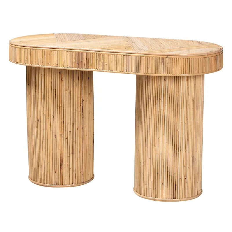 Iryna Modern Bohemian Natural Rattan Console Table
