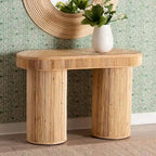 Iryna Modern Bohemian Natural Rattan Console Table