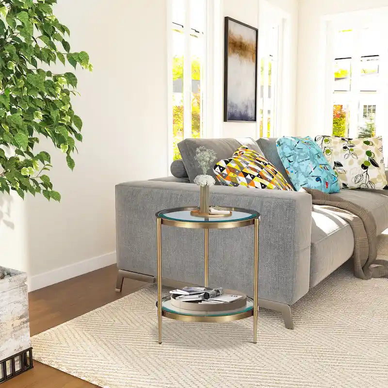 Tempered Glass Small Round End Table