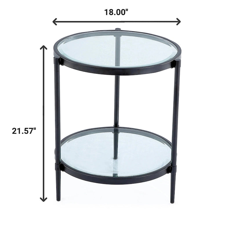 Tempered Glass Small Round End Table