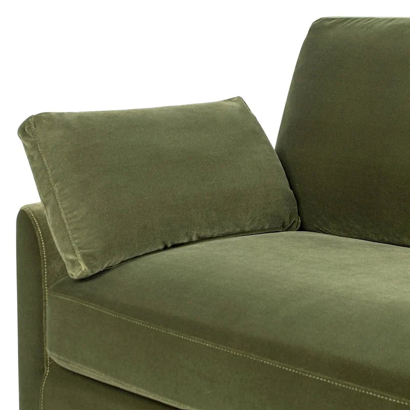 Velvet Sofa with Loose Pillow-Back and Wood Base - 75.5 Inch