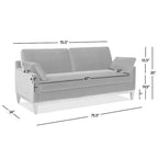 Velvet Sofa with Loose Pillow-Back and Wood Base - 75.5 Inch