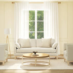 Velvet Sofa with Loose Pillow-Back and Wood Base - 75.5 Inch