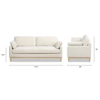 Velvet Sofa with Loose Pillow-Back and Wood Base - 75.5 Inch