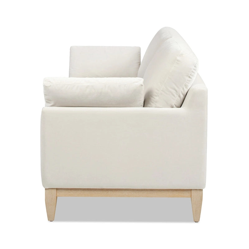Velvet Sofa with Loose Pillow-Back and Wood Base - 75.5 Inch