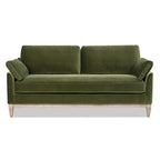 Velvet Sofa with Loose Pillow-Back and Wood Base - 75.5 Inch