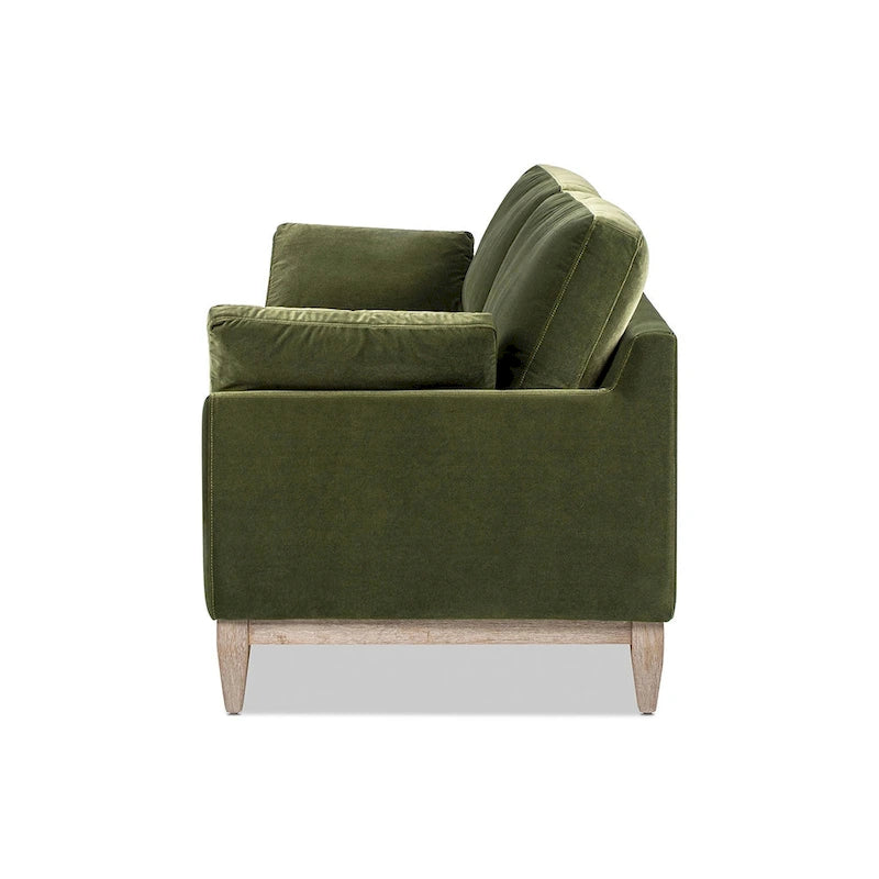 Velvet Sofa with Loose Pillow-Back and Wood Base - 75.5 Inch