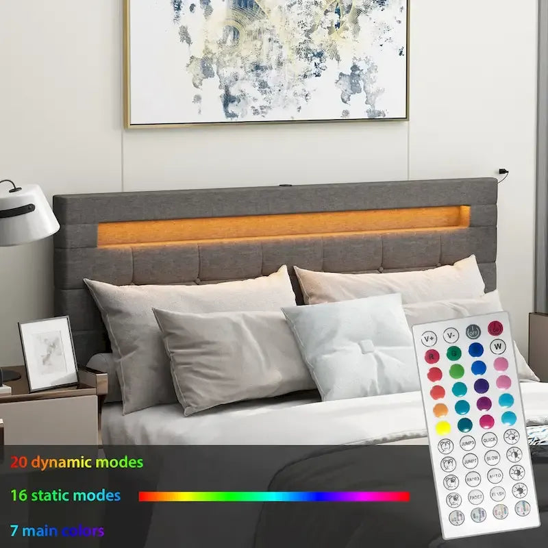 Queen Bed Frame with Drawers LED Bed Frame with USB Charging Station