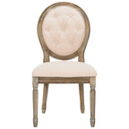 SAFAVIEH Eskarne Rustic Oak Tufted Oval Dining Chair (Set of 2) - 20 x 24 x 39 - 20Wx24Dx39H