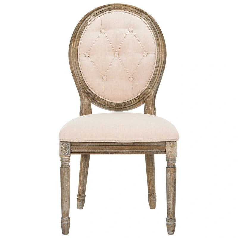 SAFAVIEH Eskarne Rustic Oak Tufted Oval Dining Chair (Set of 2) - 20 x 24 x 39 - 20Wx24Dx39H