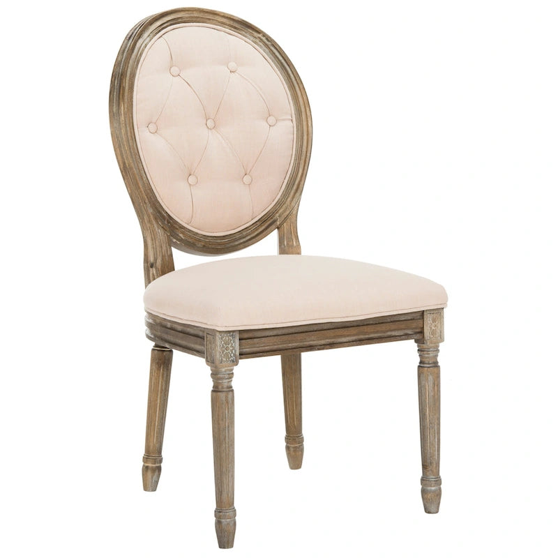 SAFAVIEH Eskarne Rustic Oak Tufted Oval Dining Chair (Set of 2) - 20 x 24 x 39 - 20Wx24Dx39H