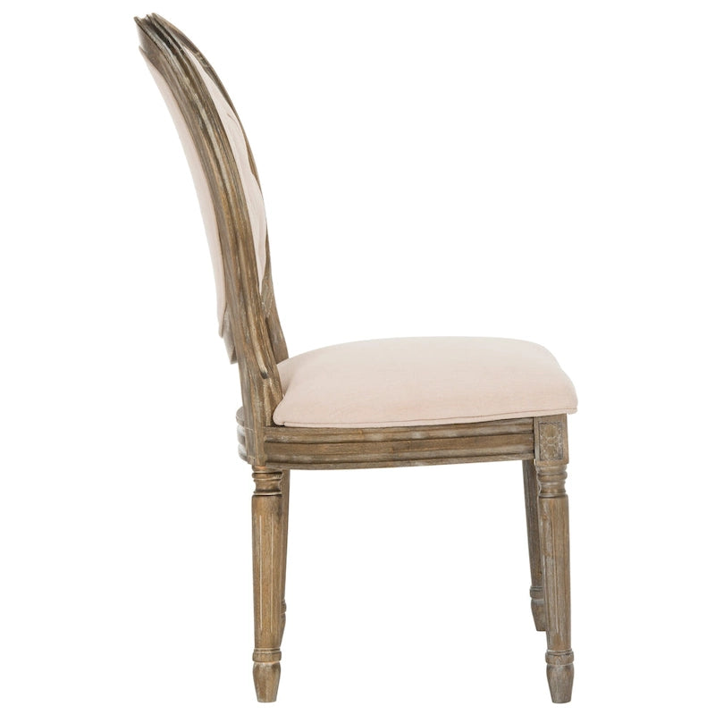 SAFAVIEH Eskarne Rustic Oak Tufted Oval Dining Chair (Set of 2) - 20 x 24 x 39 - 20Wx24Dx39H