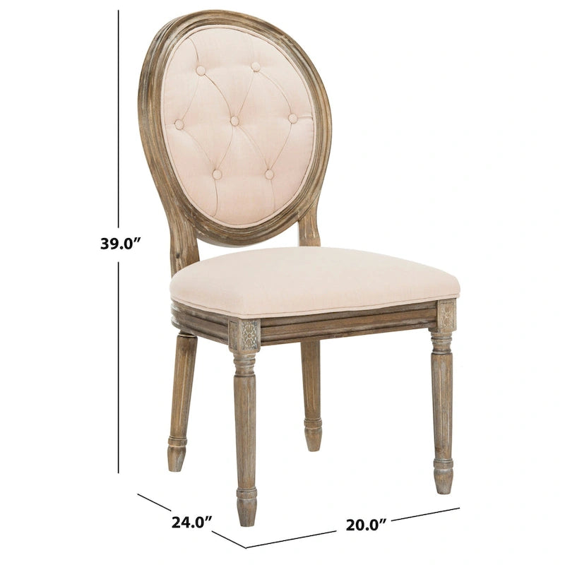 SAFAVIEH Eskarne Rustic Oak Tufted Oval Dining Chair (Set of 2) - 20 x 24 x 39 - 20Wx24Dx39H
