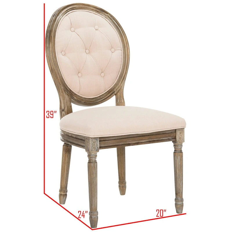 SAFAVIEH Eskarne Rustic Oak Tufted Oval Dining Chair (Set of 2) - 20 x 24 x 39 - 20Wx24Dx39H