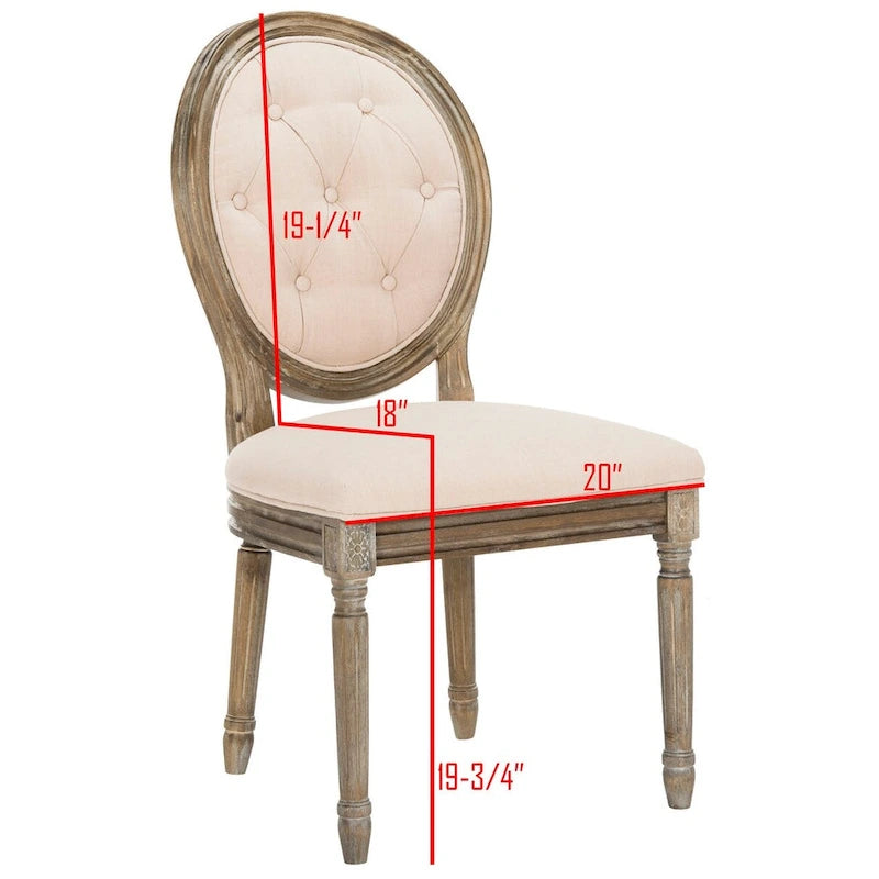 SAFAVIEH Eskarne Rustic Oak Tufted Oval Dining Chair (Set of 2) - 20 x 24 x 39 - 20Wx24Dx39H