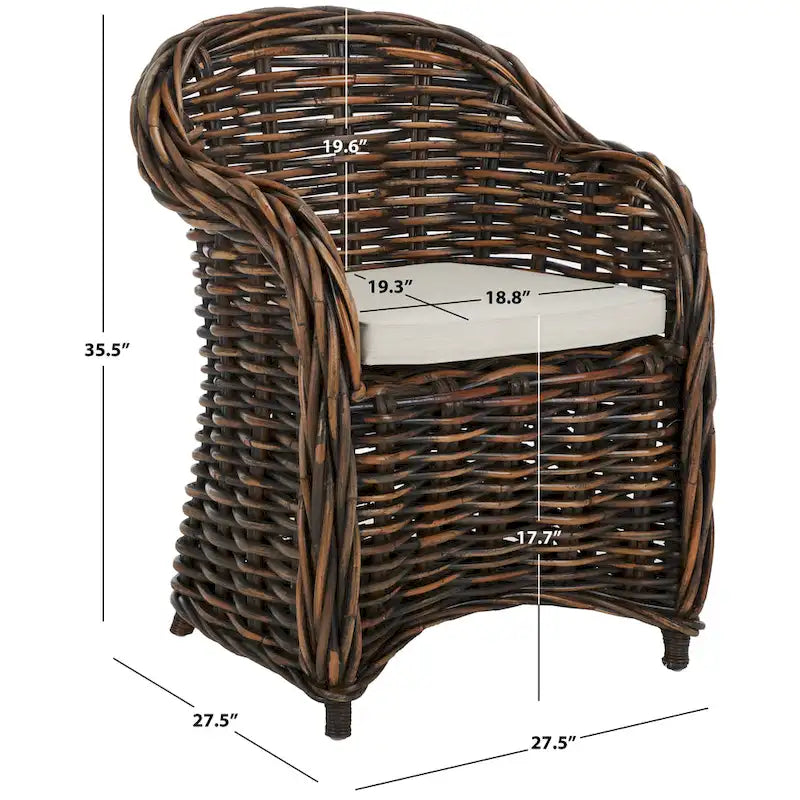 SAFAVIEH Styliani Natural Rattan Club Chair - 27.5 x 27.5 x 35.5 - 28Wx28Dx36H