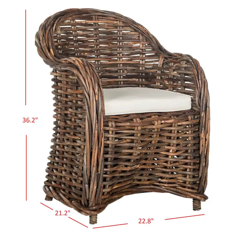 SAFAVIEH Styliani Natural Rattan Club Chair - 27.5 x 27.5 x 35.5 - 28Wx28Dx36H