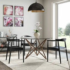 Solid Wood Elbow Kennedy Chairs Oak and Faux Leather Dining Armchair For Kitchen Bedroom Office