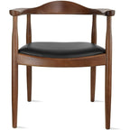 Solid Wood Elbow Kennedy Chairs Oak and Faux Leather Dining Armchair For Kitchen Bedroom Office
