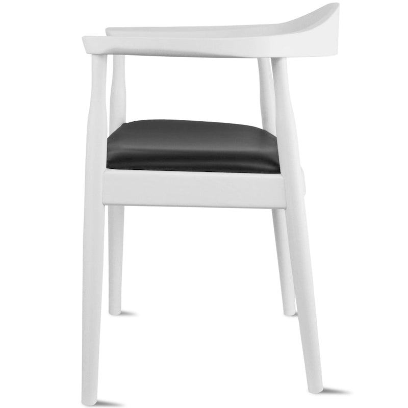 Solid Wood Elbow Kennedy Chairs Oak and Faux Leather Dining Armchair For Kitchen Bedroom Office