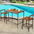 3 PCS Patio Rattan Wicker Bar Dining Furniture Set