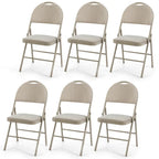 6 Pack Folding Chairs Portable Padded Office Kitchen Dining Chairs-Beige - 18.5 x 20 x 35 (L x W x H)