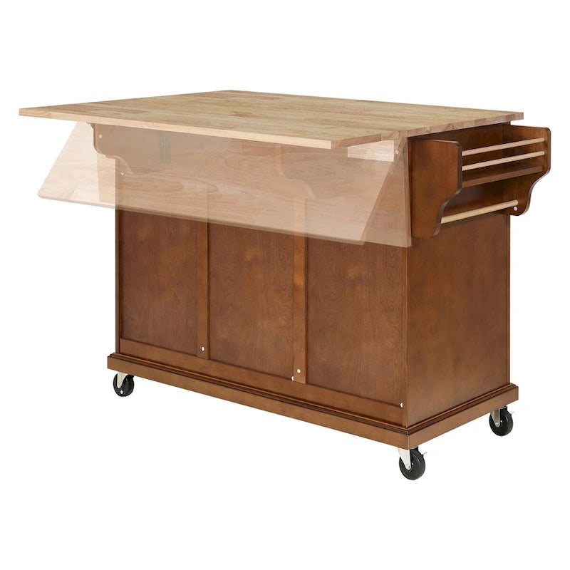 Natural Wood Top Kitchen Island with Storage